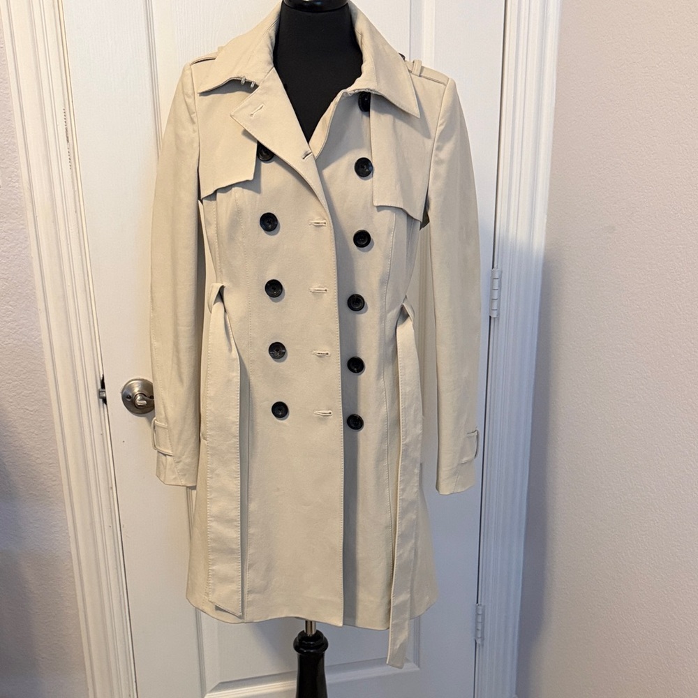 Karen Mullen Classic Cream Double-Breasted Trench Coat